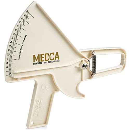 Pro Body Skin Caliper Handheld BMI Measuring Tool Accurate Skinfold Caliper Measures Fat for Men and Women for Monitoring Fitness and Weight Loss Goals Instructions and Body Fat Chart White